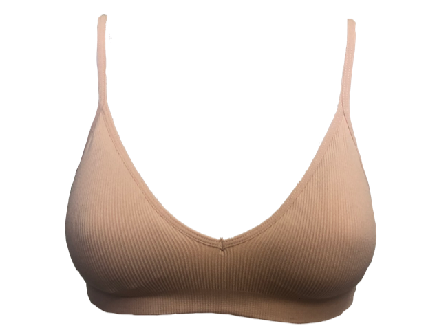 Fitted Ribbed V-Front Adjustable Straps Padded Bra