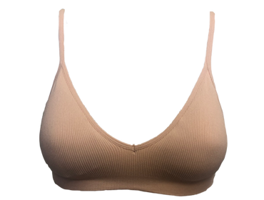Fitted Ribbed V-Front Adjustable Straps Padded Bra