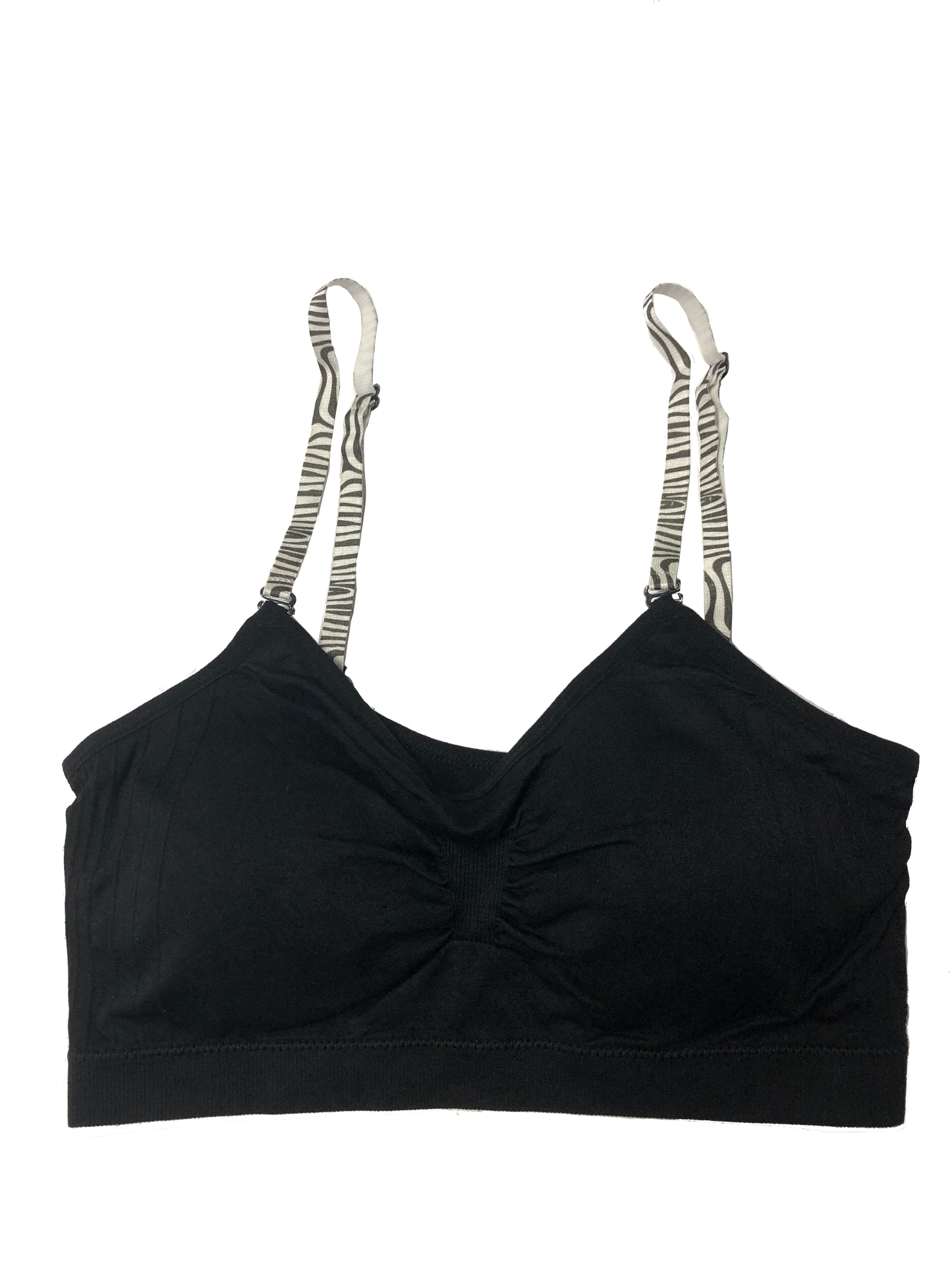 Silver Zebra Elastic Straps on a Scoopneck Seamless Bra