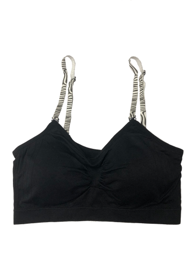 Silver Zebra Elastic Straps on a Scoopneck Seamless Bra