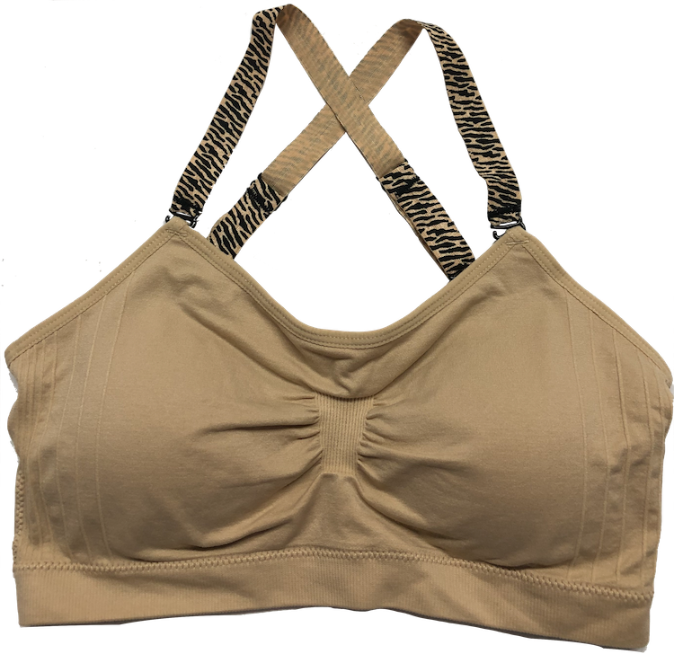 Nude Zepbra Elastic Straps on a Scoopneck Seamless Bra