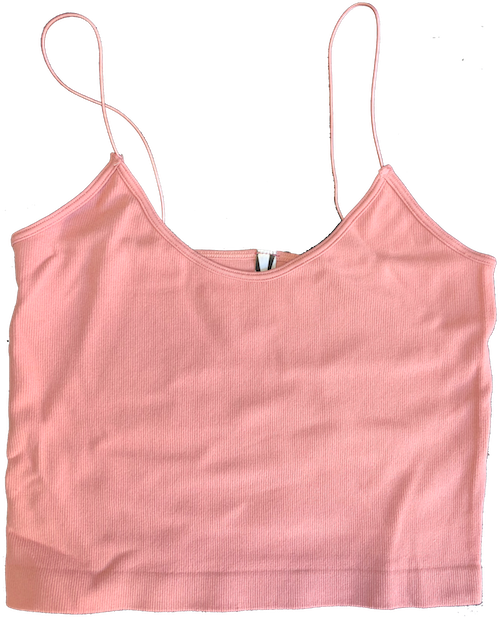 Ribbed String Strapped Short Cami