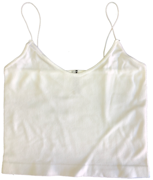 Ribbed String Strapped Short Cami