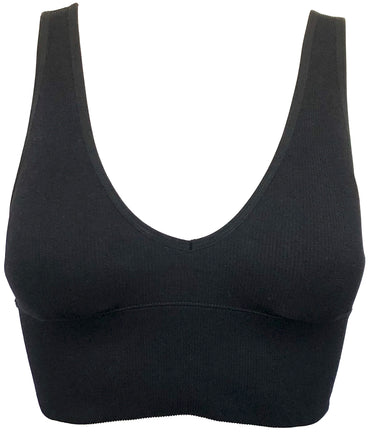 Ribbed V-Neck Padded Bra