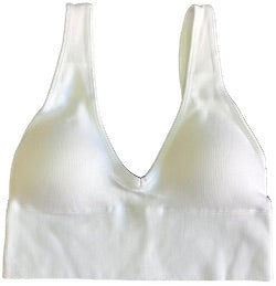 Ribbed V-Neck Padded Bra