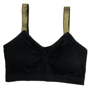 Black w/ Lurex Elastic Strap Scoopneck Seamless Black Bra