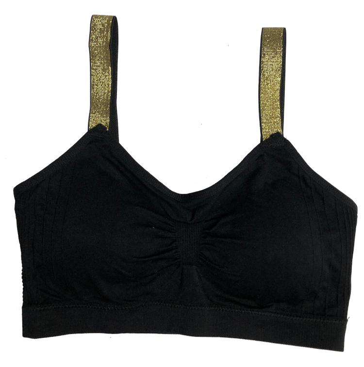 Coobie Strappy V-neck Lace Trim Seamless Stretch Bralette in Black by Coobie  Seamless Bras