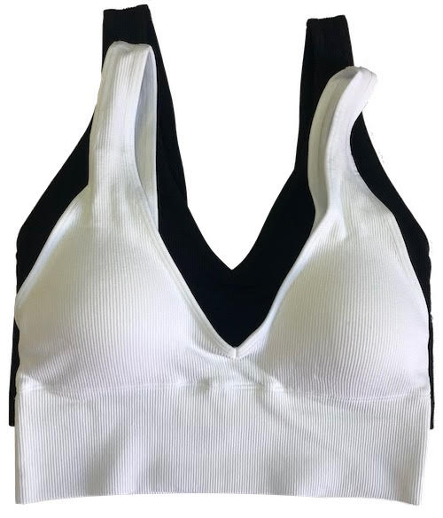 Ribbed V-Neck Padded Bra