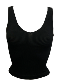 Ribbed V-Neck Strapped Back Tank